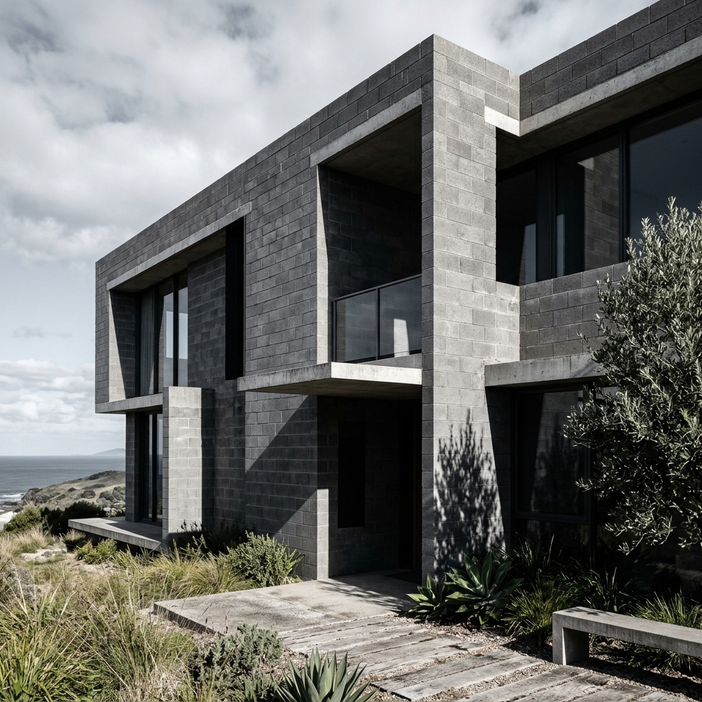 Muro exterior resistente construido con bloques estructurales Blocmax