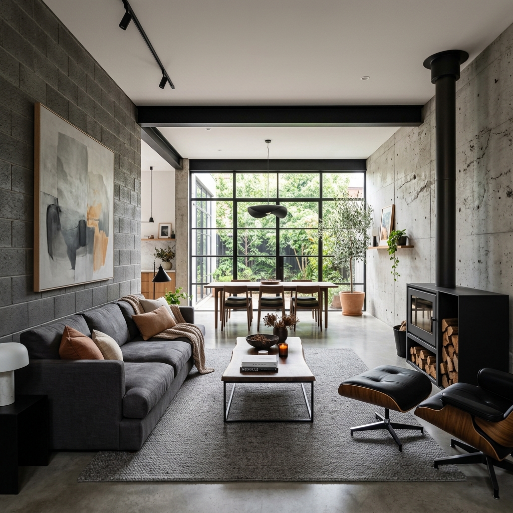 Diseño de interiores moderno con acabados en cemento Blocmax